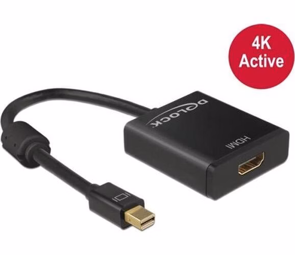 Delock adaptér mini Displayport 1.2 samec > HDMI samice 4K aktivní černý