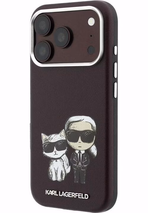 Karl Lagerfeld PU Semi Wrap Smooth Sketch Bodies Magsafe kryt iPhone 18 Pro burgundy