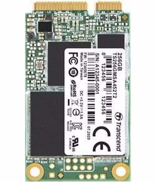 TRANSCEND MSA452T2 256GB Industrial 3K P/E SSD disk mSATA, SATA III 6Gb/s (3D TLC), 560MB/s R, 410MB/s W