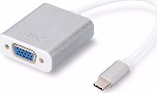 DIGITUS USB Typ C 1080p VGA Adaptér, hliníkové šasi, 20 cm kabel, Chipset: VL100+IT6513