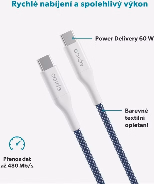 Epico UltraLink 1.5m Cable USB-C to USB-C 60W EC22 - modrá