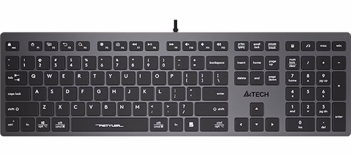 A4tech Klávesnice FX50, kancelářská nízkoprofilová klávesnice, CZ, šedá