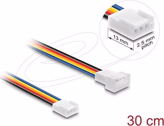 Delock Prodlužovací kabel ventilátoru PWM ze zástrčky na zásuvku, 4 pinový, 30 cm