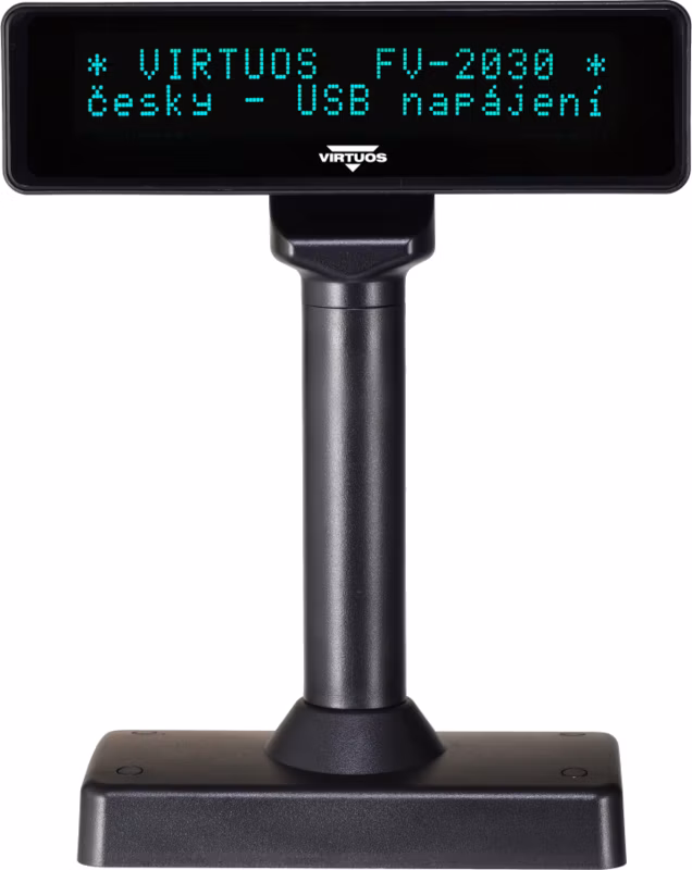 Virtuos VFD zákaznícky displej Virtuos FV-2030B 2x20 9mm, USB, čierny