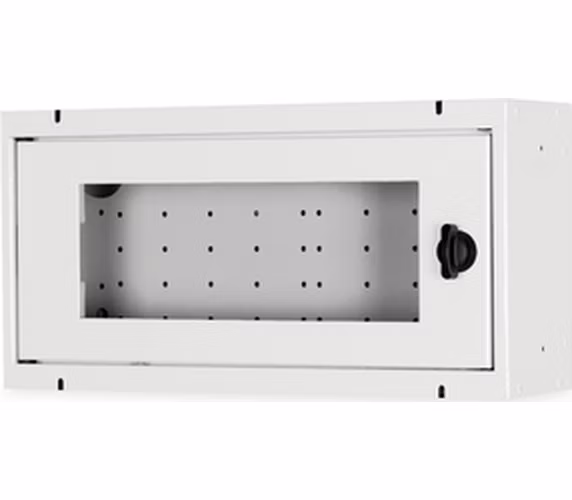 DIGITUS Skříň pro domácí automatizaci na zeď, povrchová montáž 200x400x100 mm, rámy skleněné dveře, šedá (RAL 7035)