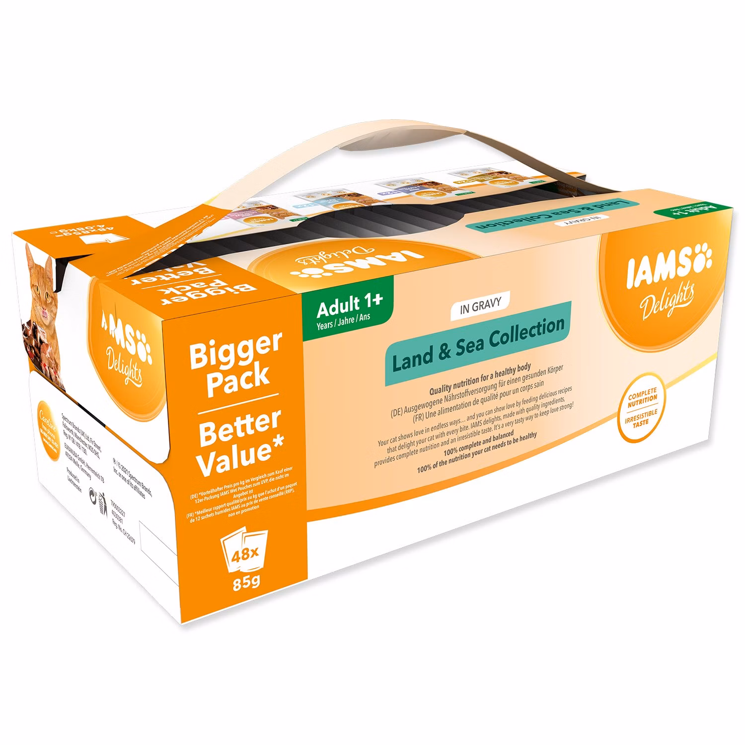 Kapsička IAMS Delights Adult morské a suchozemské mäso v omáčke multipack 4080g (48x85gr)