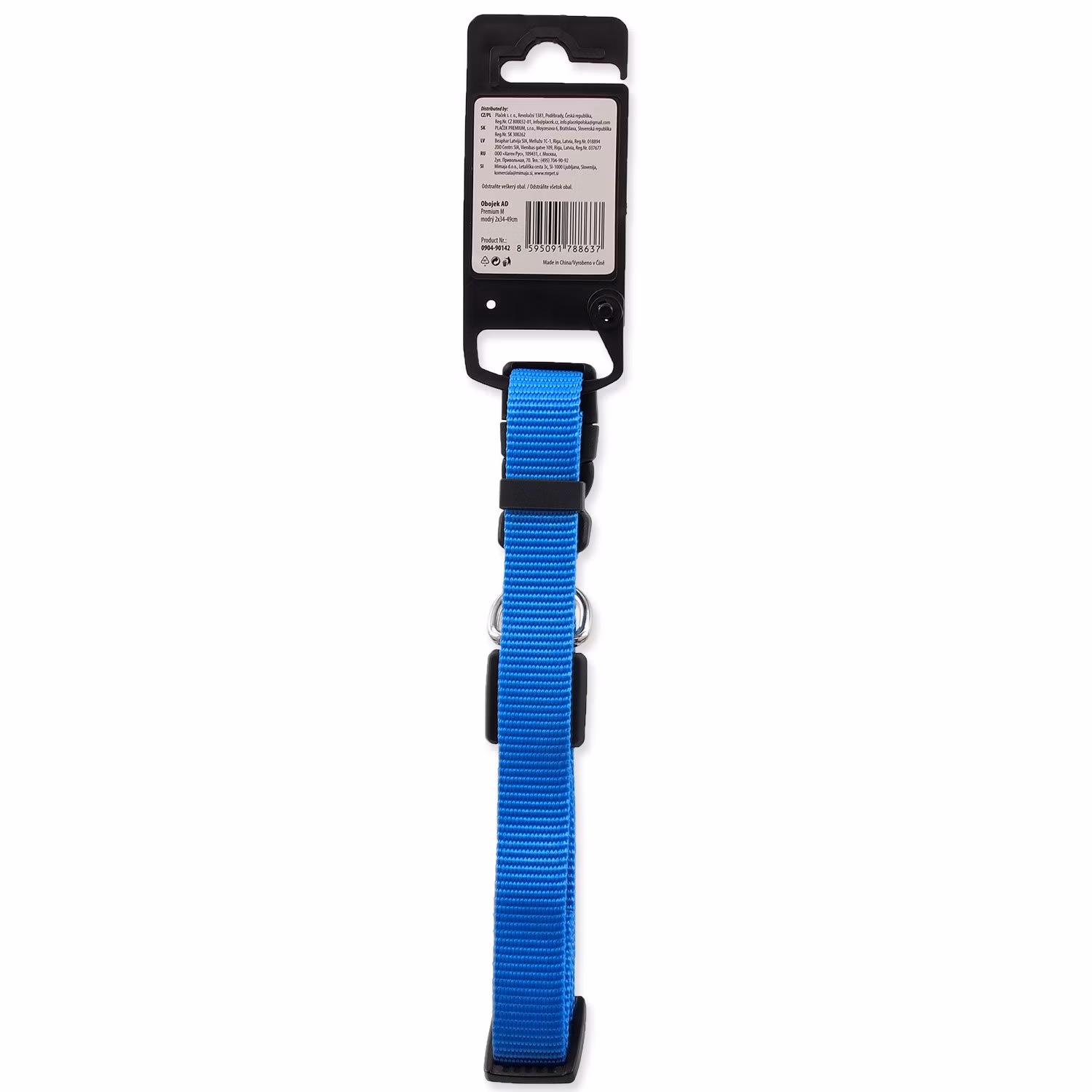 Obojok Active Dog Premium M modrý 2x34-49cm