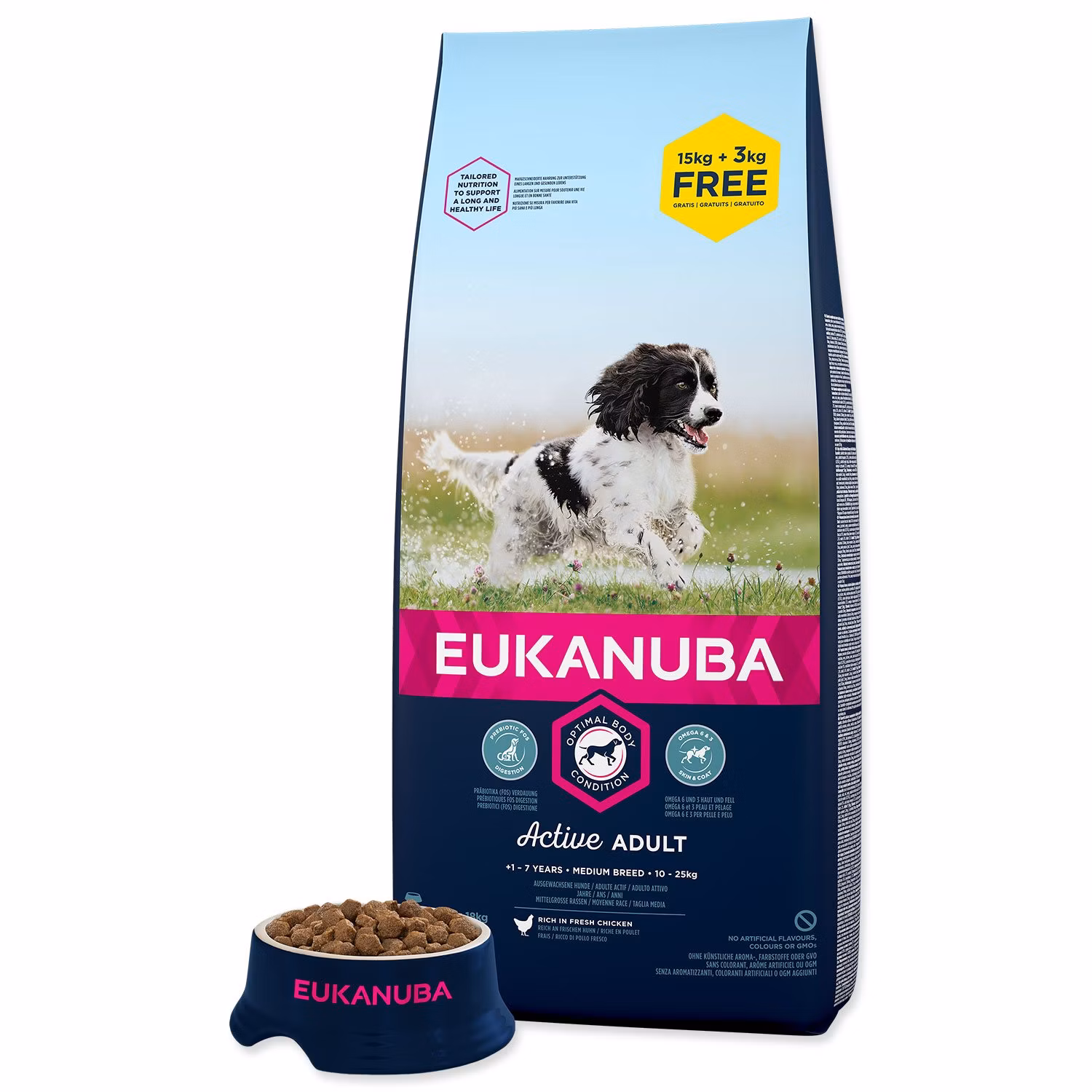 Krmivo EUKANUBA Adult Medium 15+3kg ZDARMA