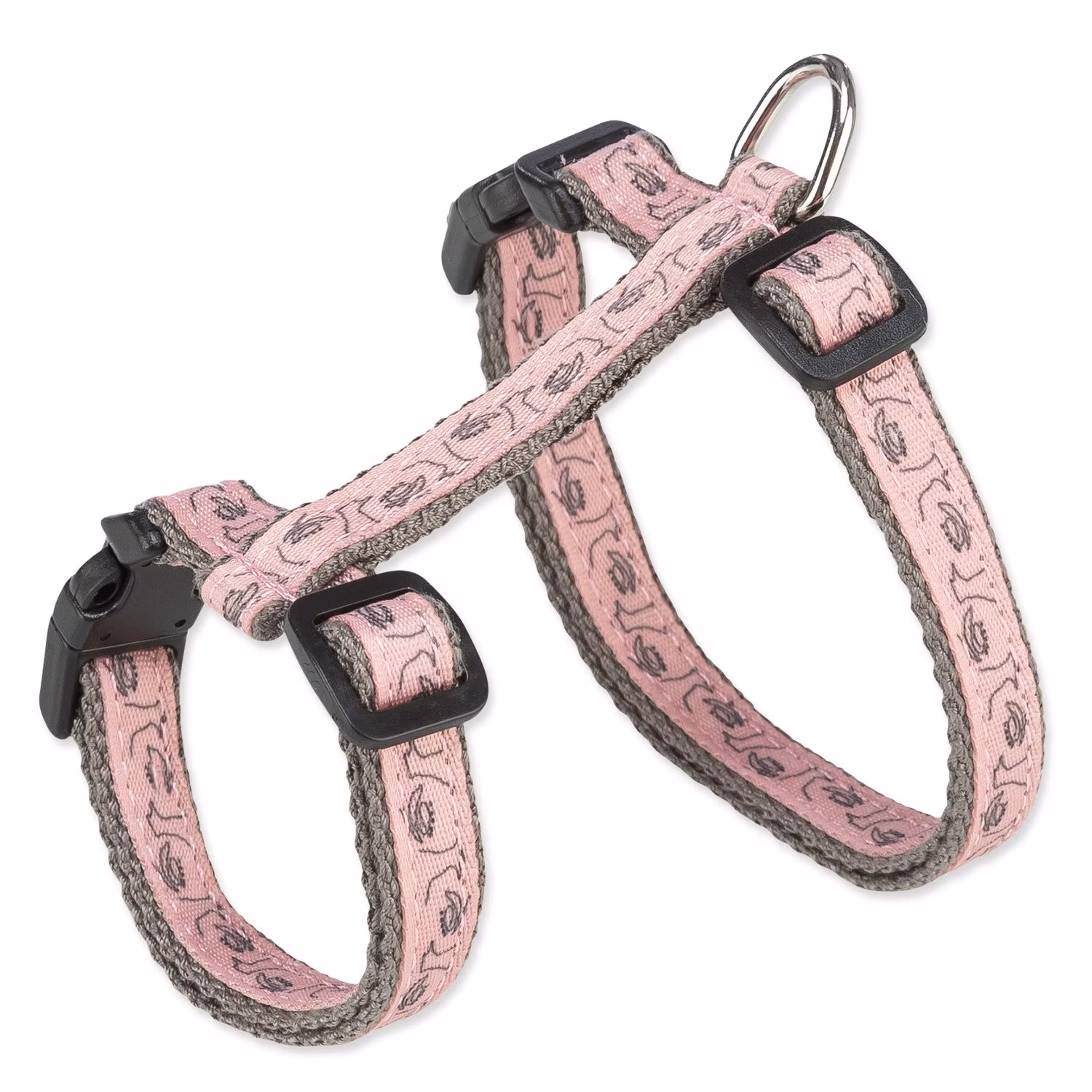 Postroj Trixie pre mačky s vodítkom šedý/růžový 27–45 cm/13 mm, 1,20 m