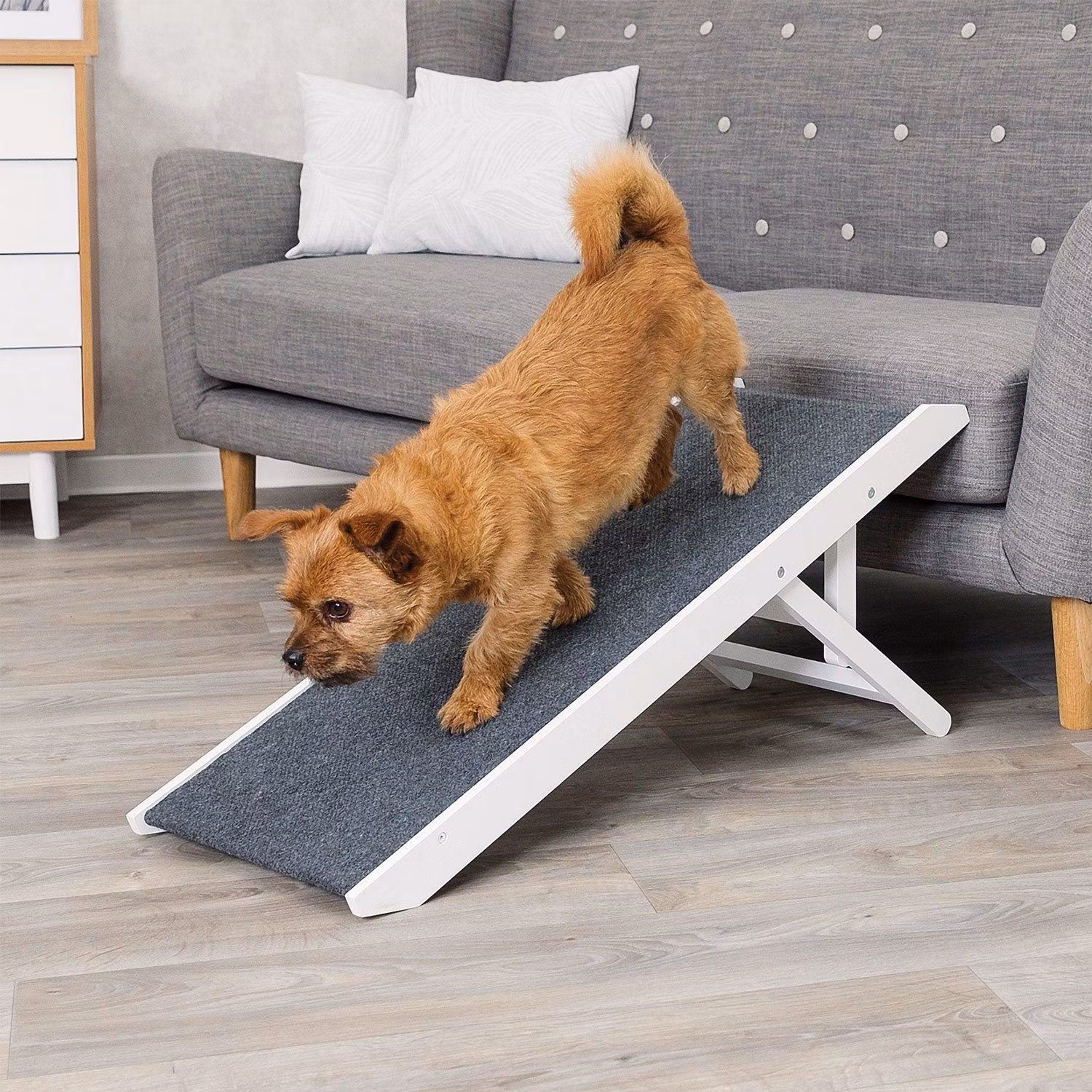 Ramp, height-adjustable, MDF, 36 × 43 × 90 cm, white