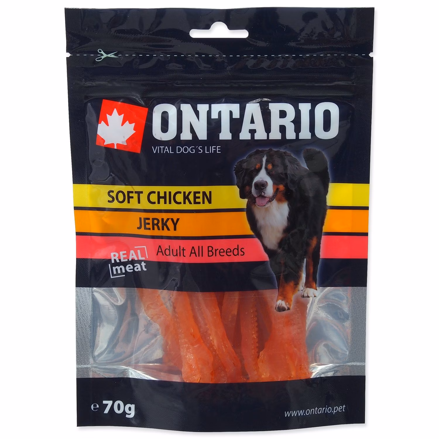 Pochúťka Ontario kura, mäkké prúžky 70g