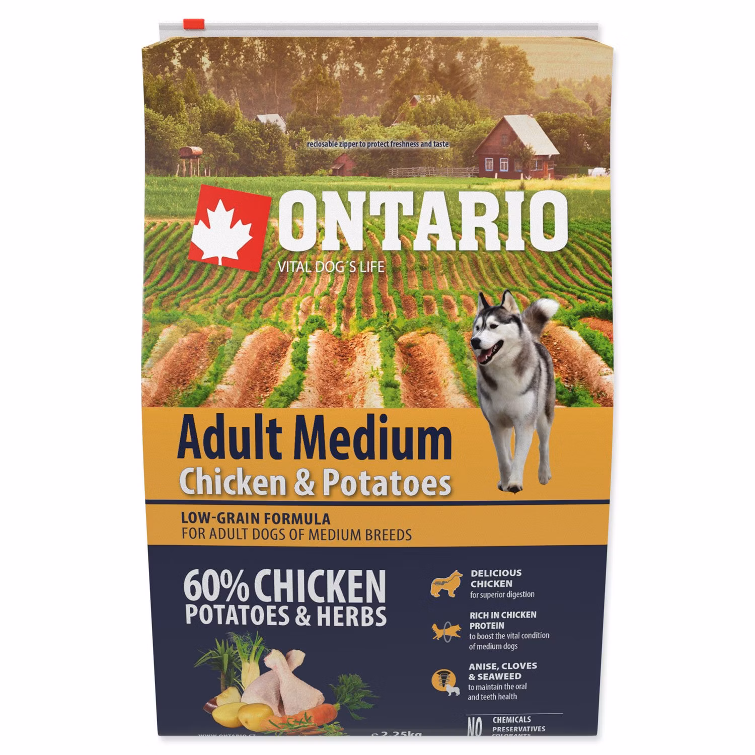 Krmivo Ontario Adult Medium Chicken & Potatoes 2,25kg