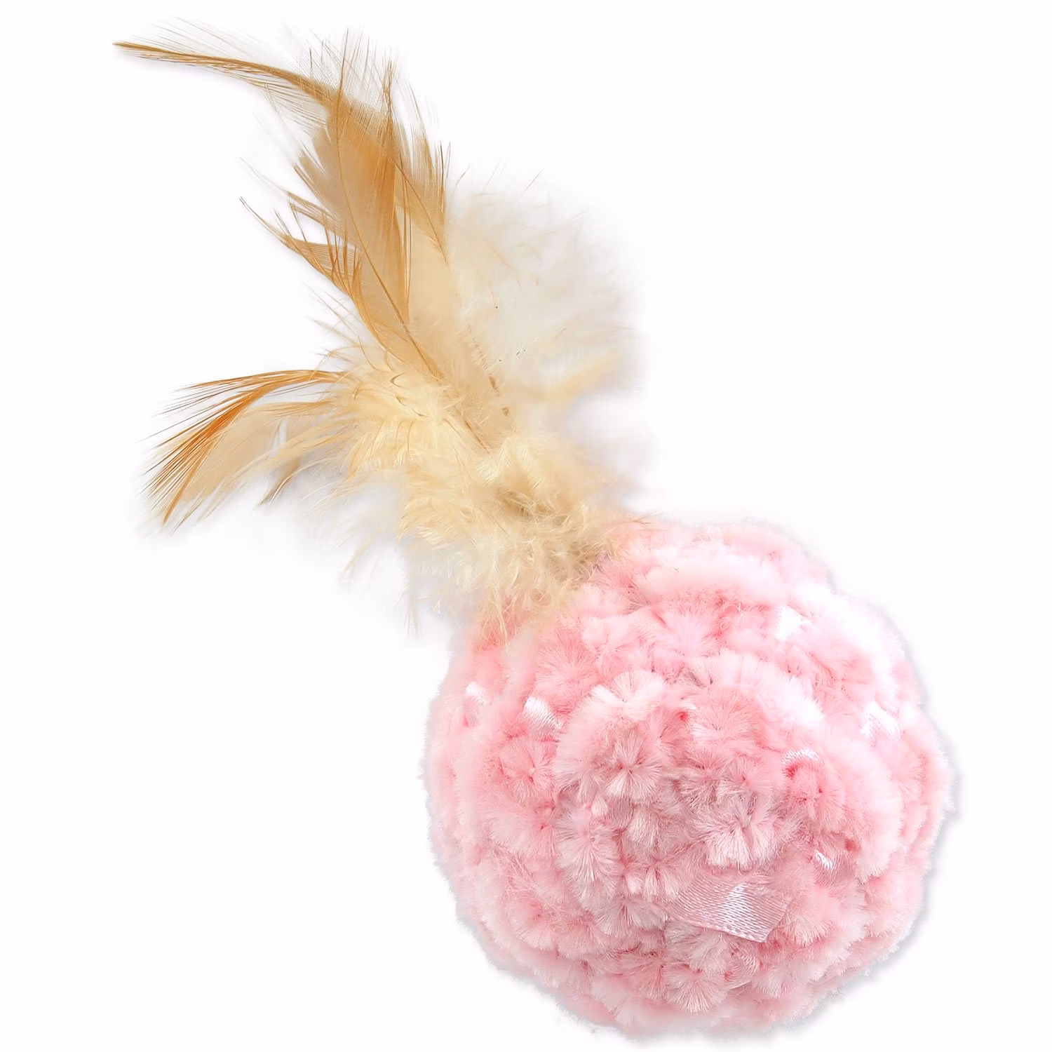 Hračka Magic Cat loptička ženilková s pierkami a catnipom mix 14cm