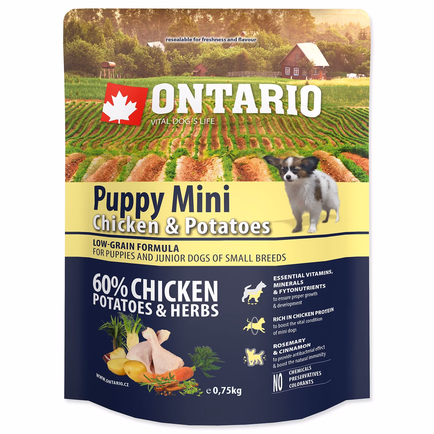 Krmivo Ontario Puppy Mini Chicken & Potatoes 0,75kg