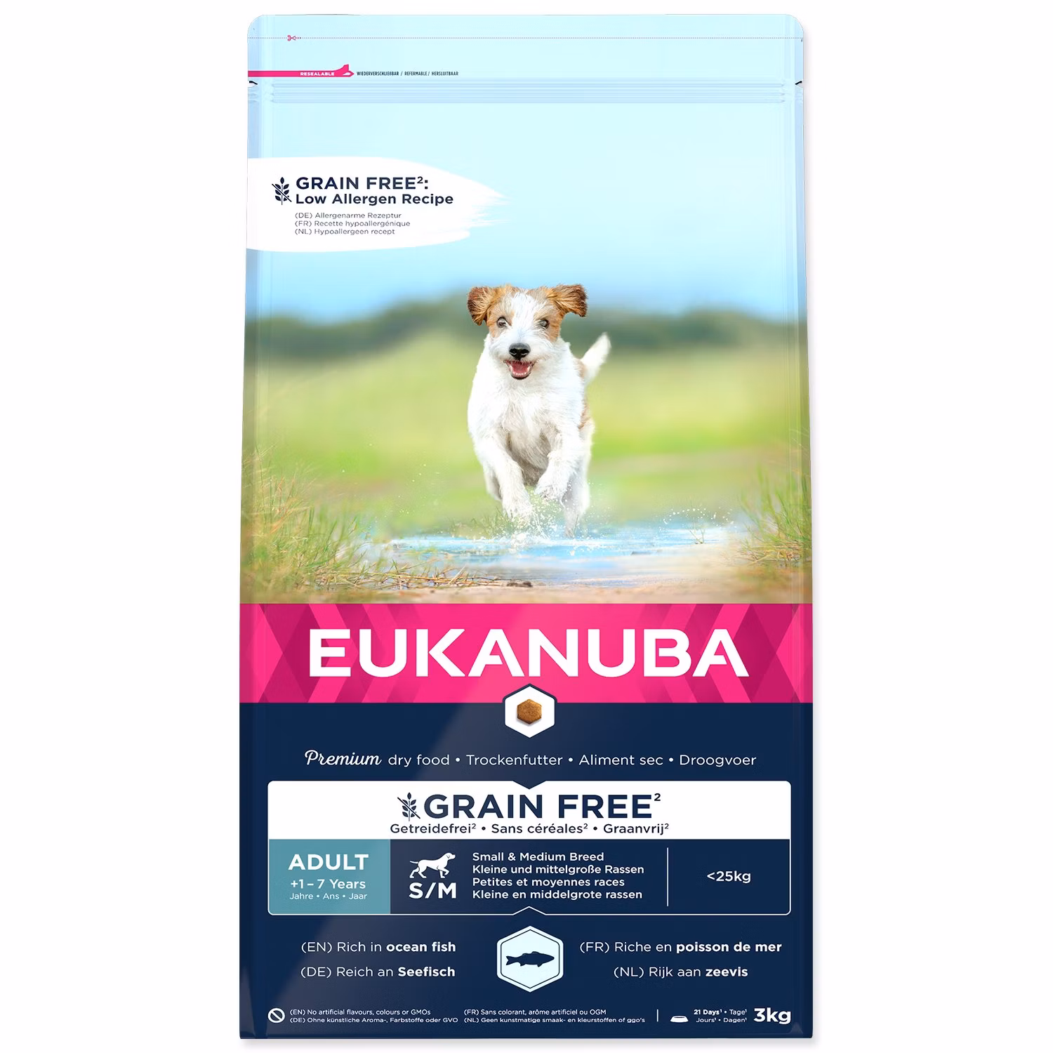 Krmivo EUKANUBA Adult Small & Medium Grain Free Ocean Fish 3kg