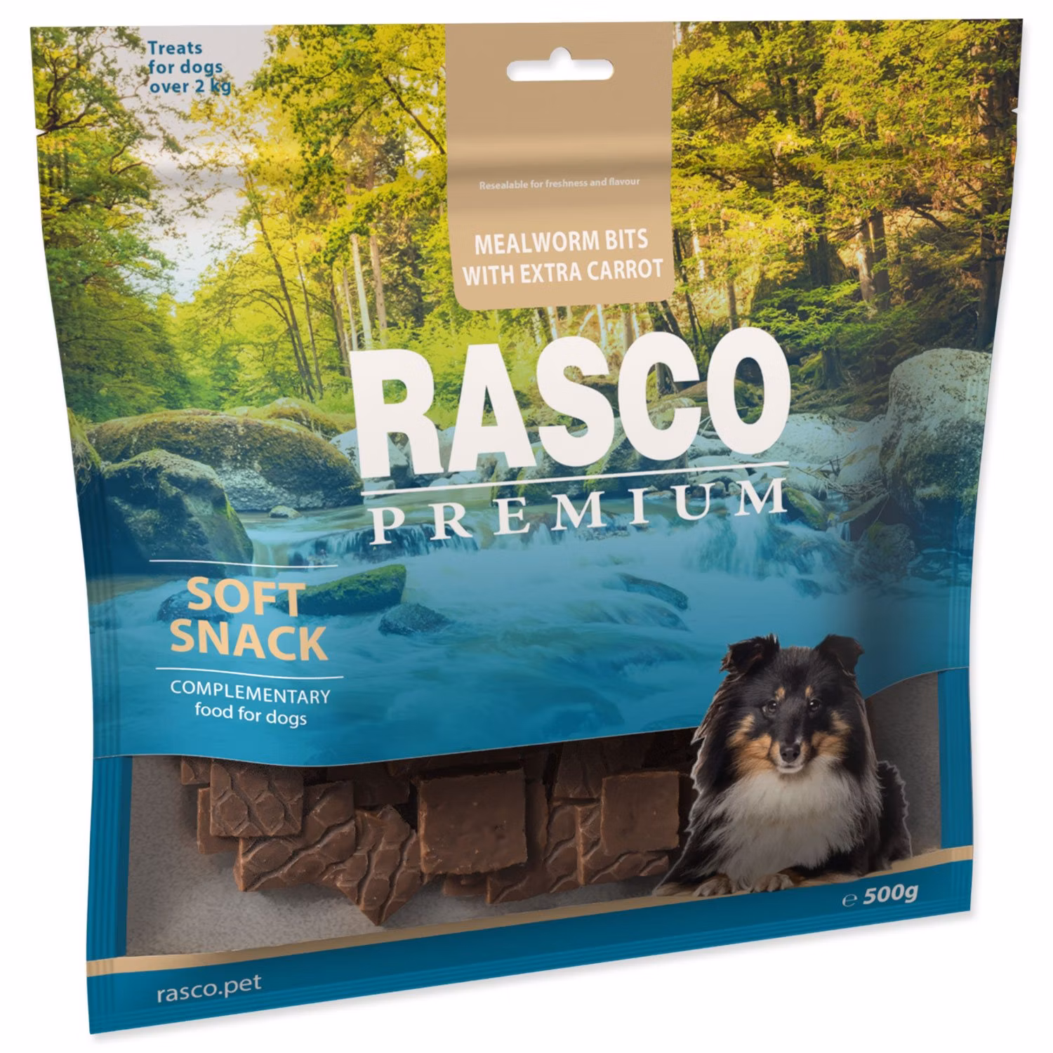 Pochúťka Rasco Premium múčne červy a extra mrkvou500g