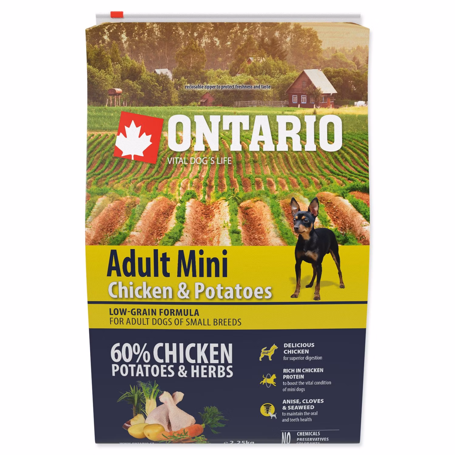 Krmivo Ontario Adult Mini Chicken & Potatoes 2,25kg