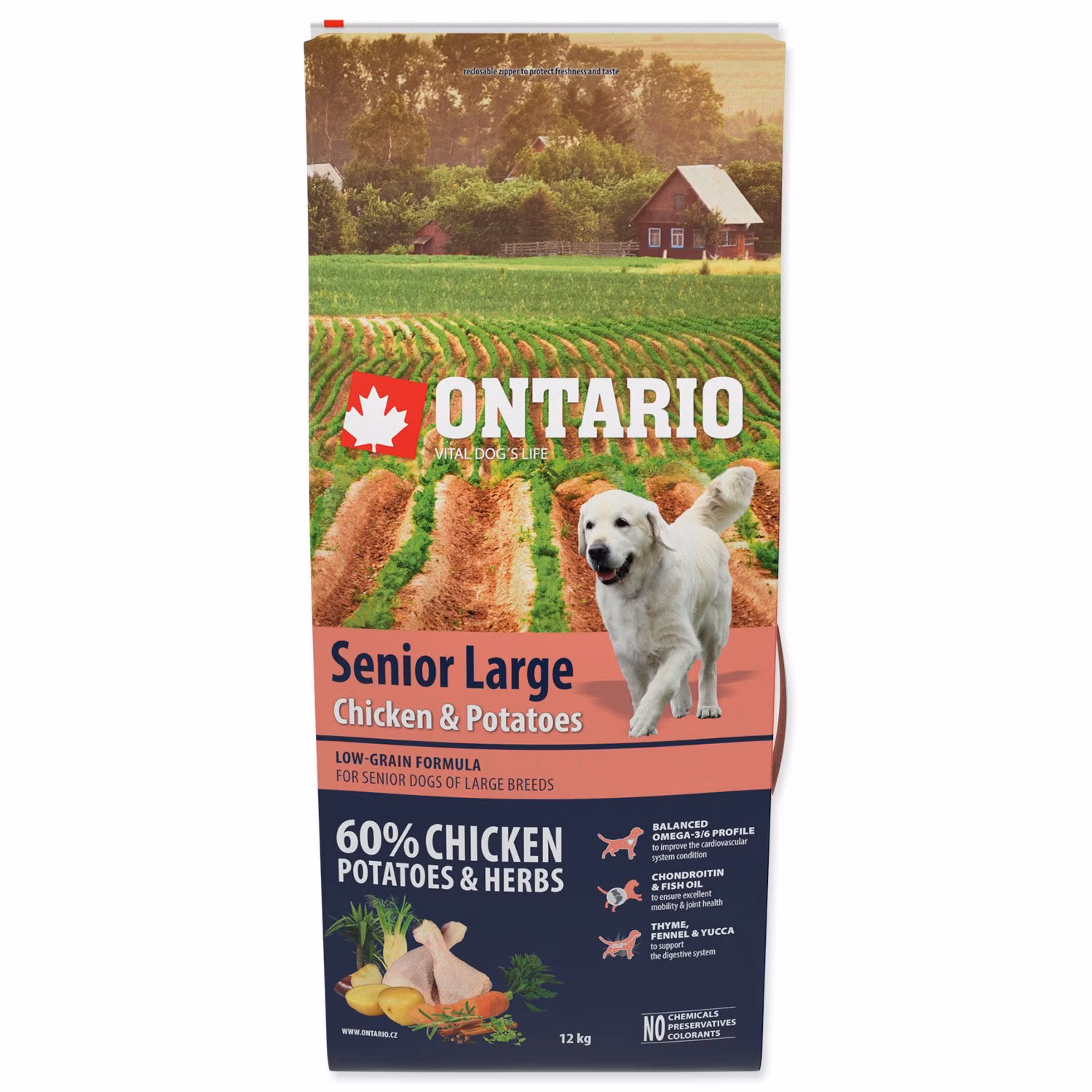 Krmivo Ontario Senior Large Chicken & Potatoes 12kg
