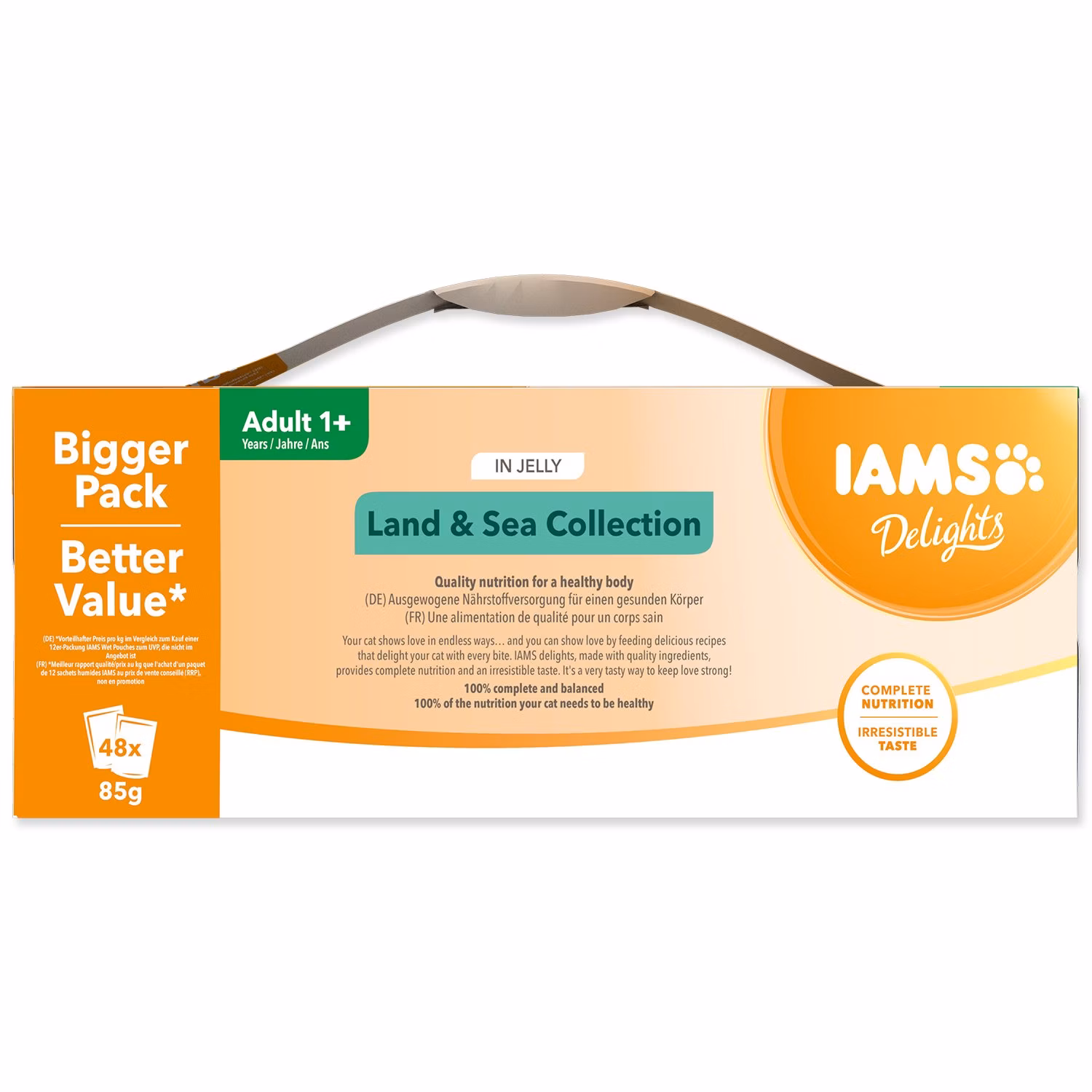 Kapsička IAMS Delights Adult morské a suchozemské mäso v želé multipack 4080g (48x85g)