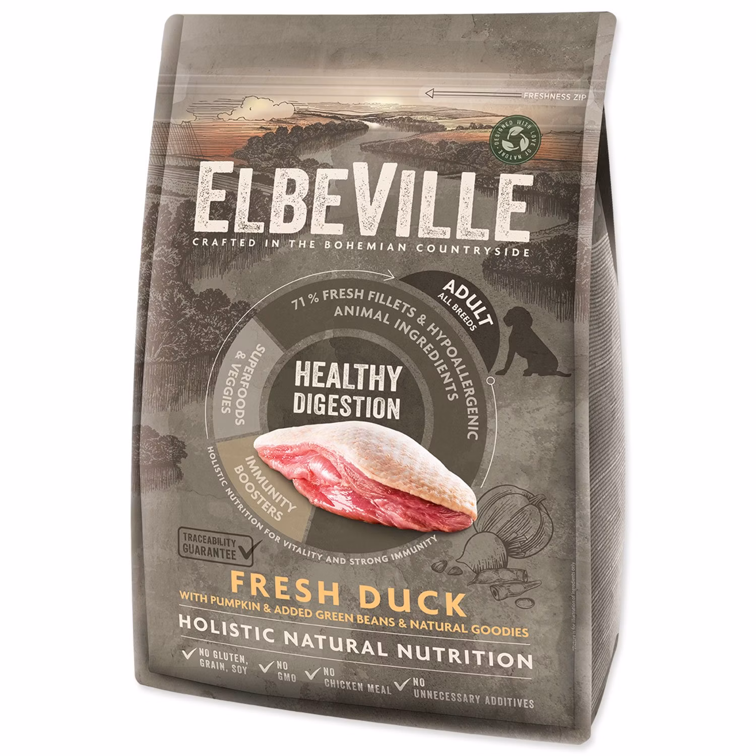 Krmivo ELBEVILLE Adult All Breeds Healthy Digestion Fresh Duck 4kg