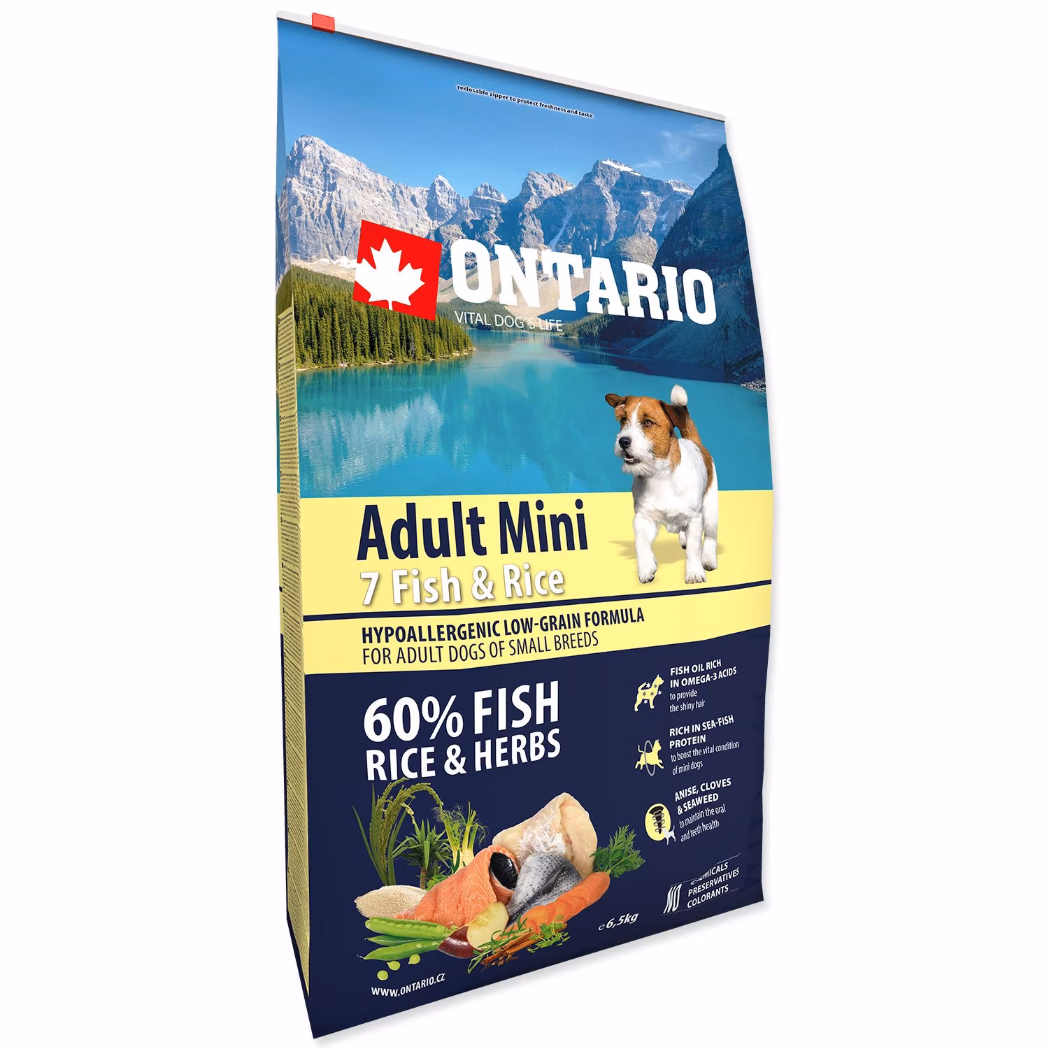 Krmivo Ontario Adult Mini Fish & Rice 6,5kg