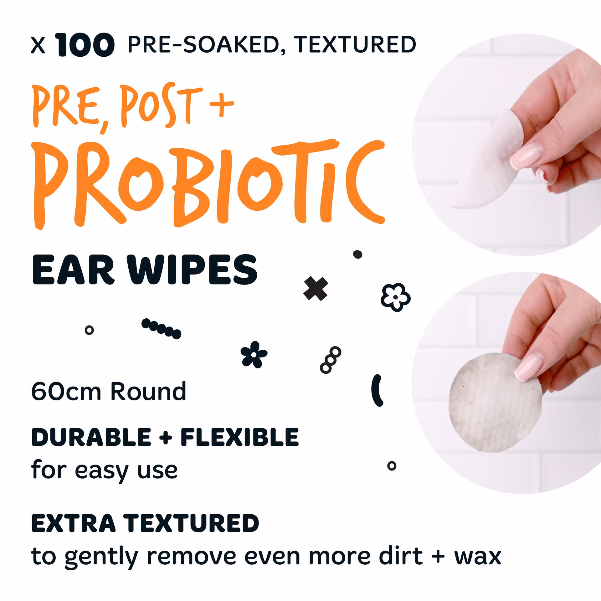 Bugalugs Pre, Post + Probiotic vlhčené utierky na čistenie uší pre psov 100 ks