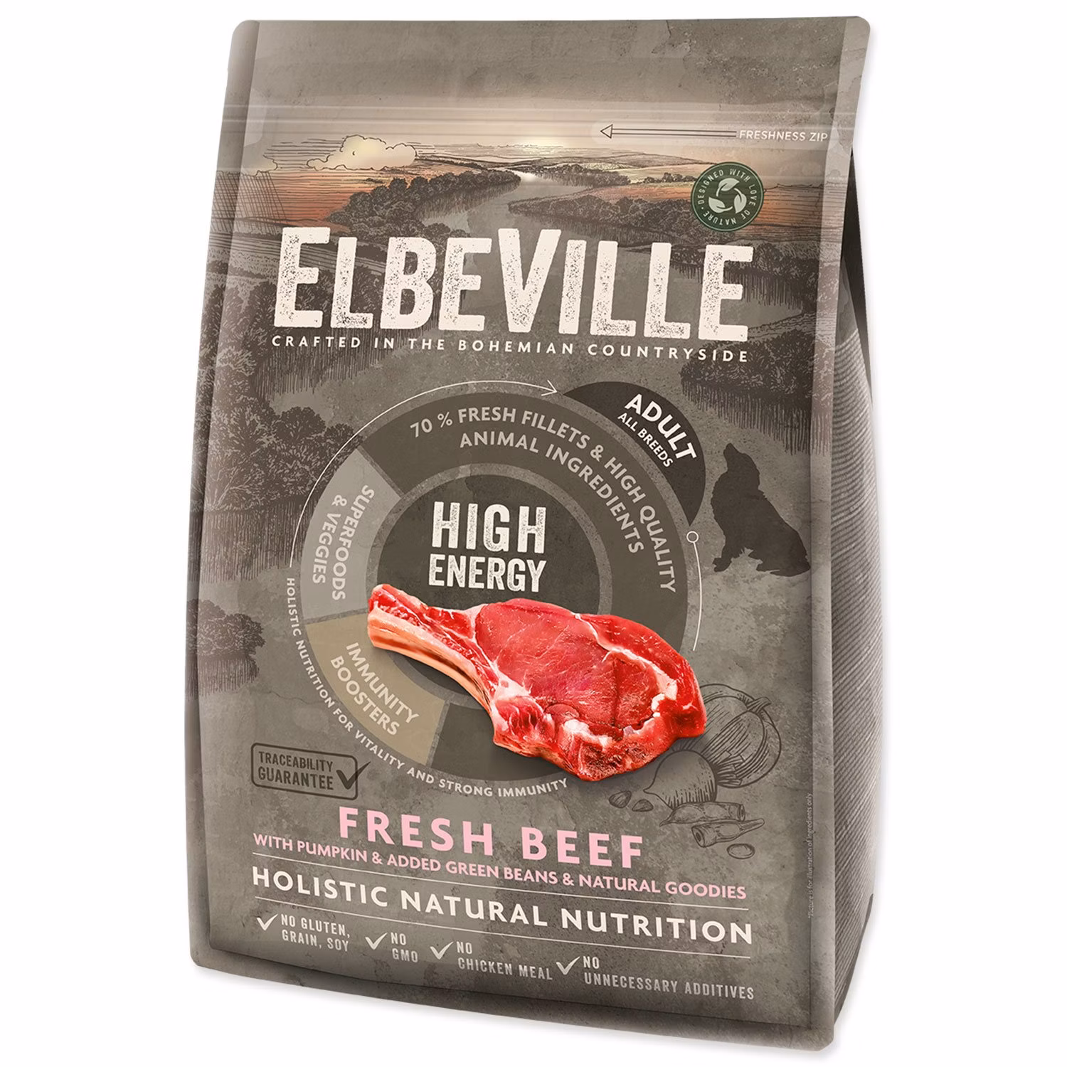 Krmivo ELBEVILLE Adult All Breeds High Energy Fresh Beef 4kg