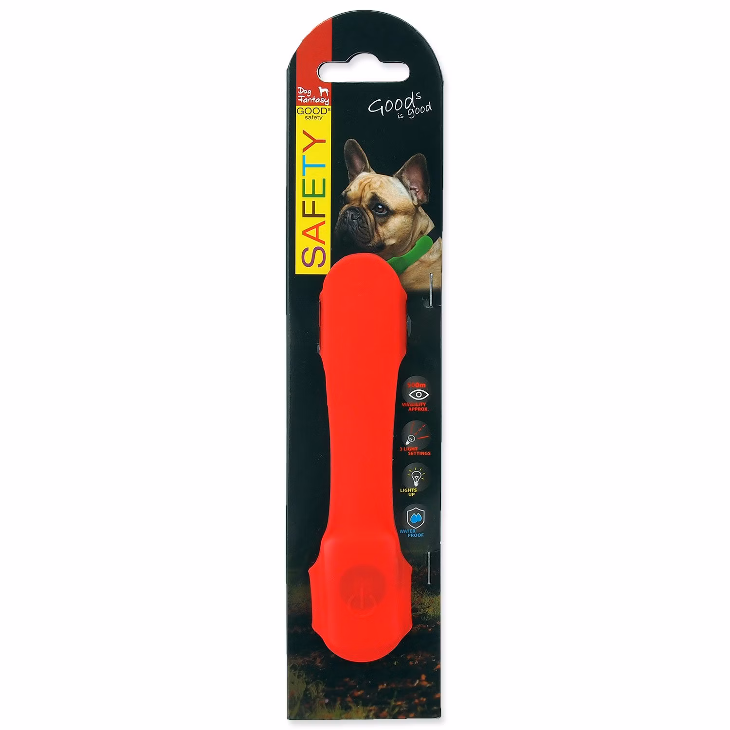 Návlek Dog Fantasy LED svietiaci červený 15cm