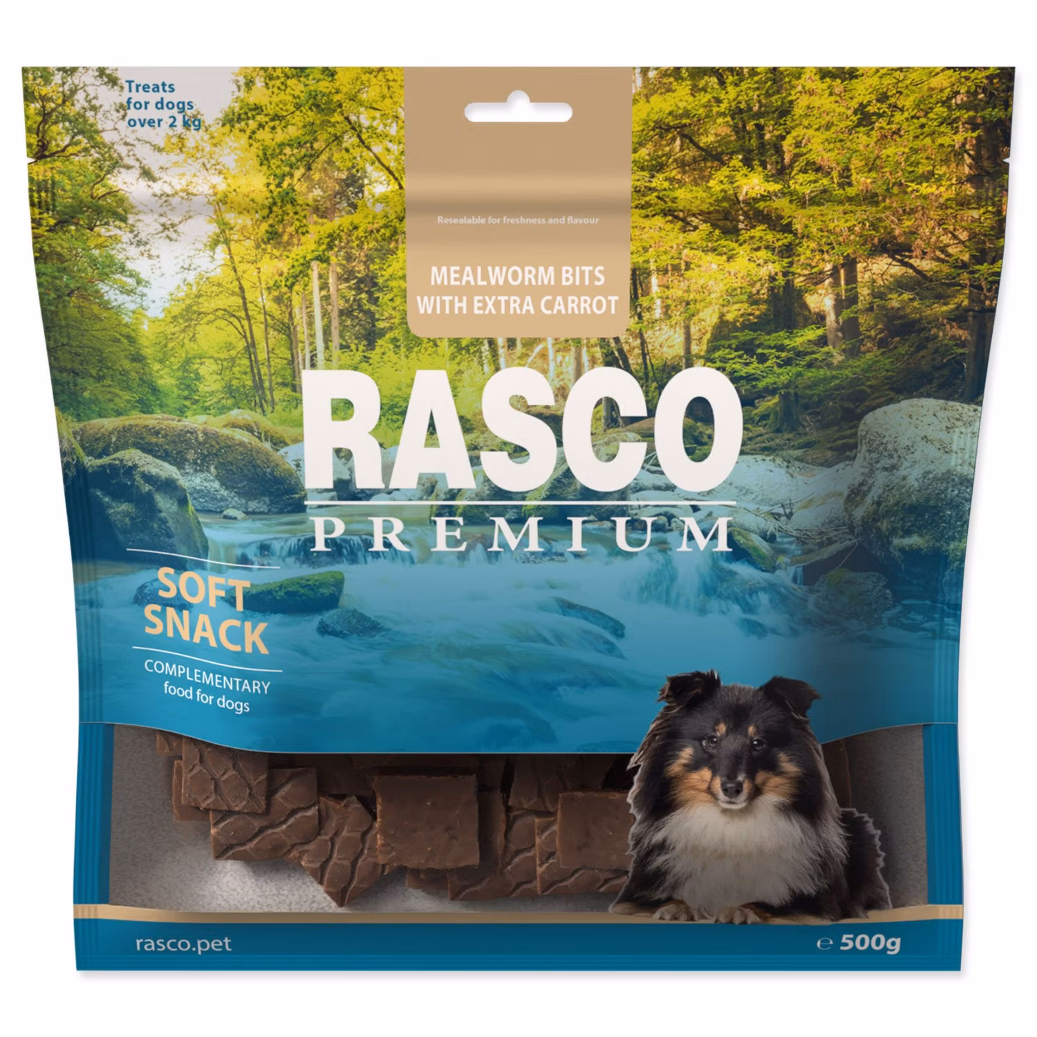 Pochúťka Rasco Premium múčne červy a extra mrkvou500g