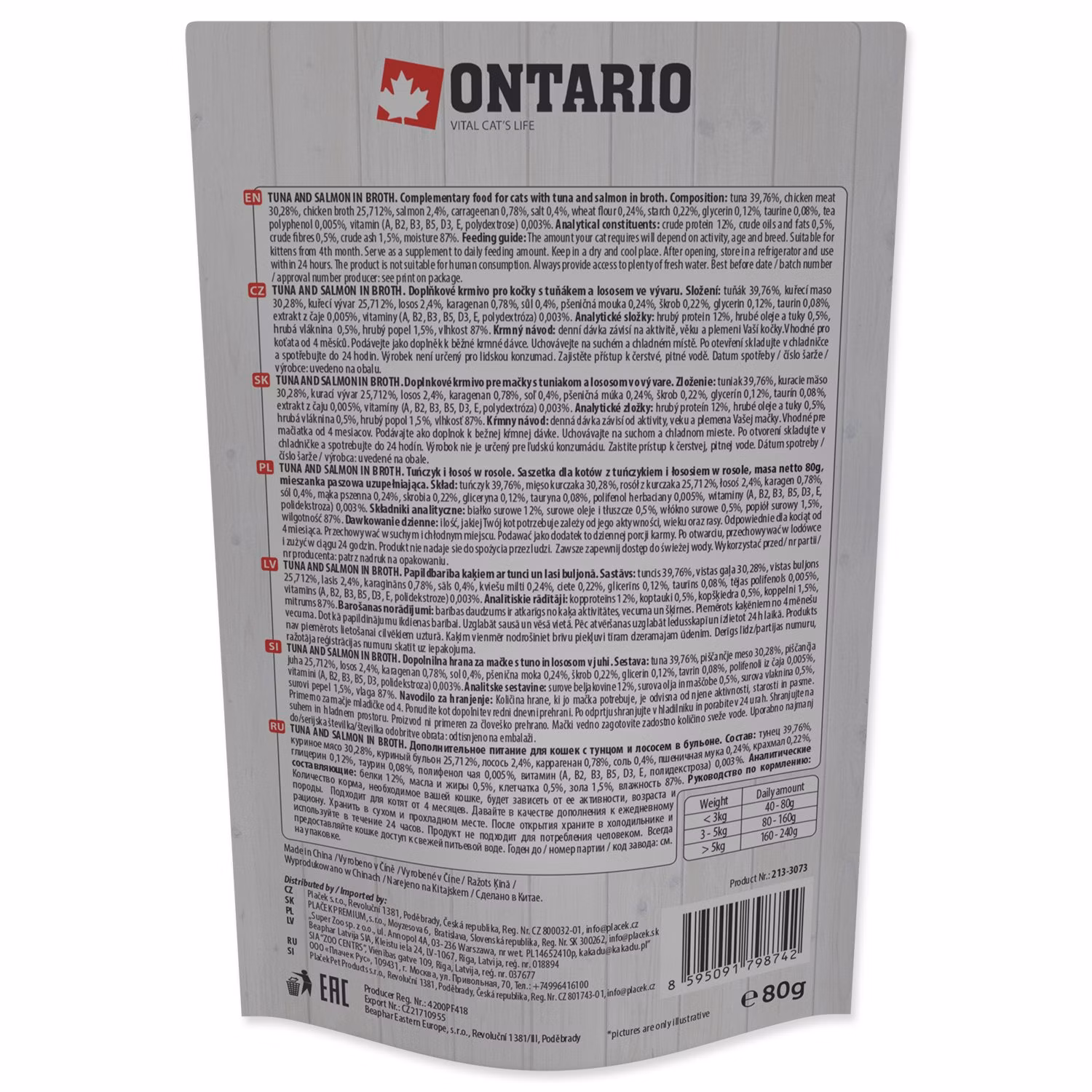 Kapsička Ontario tuniak a losos vo vývare 80g