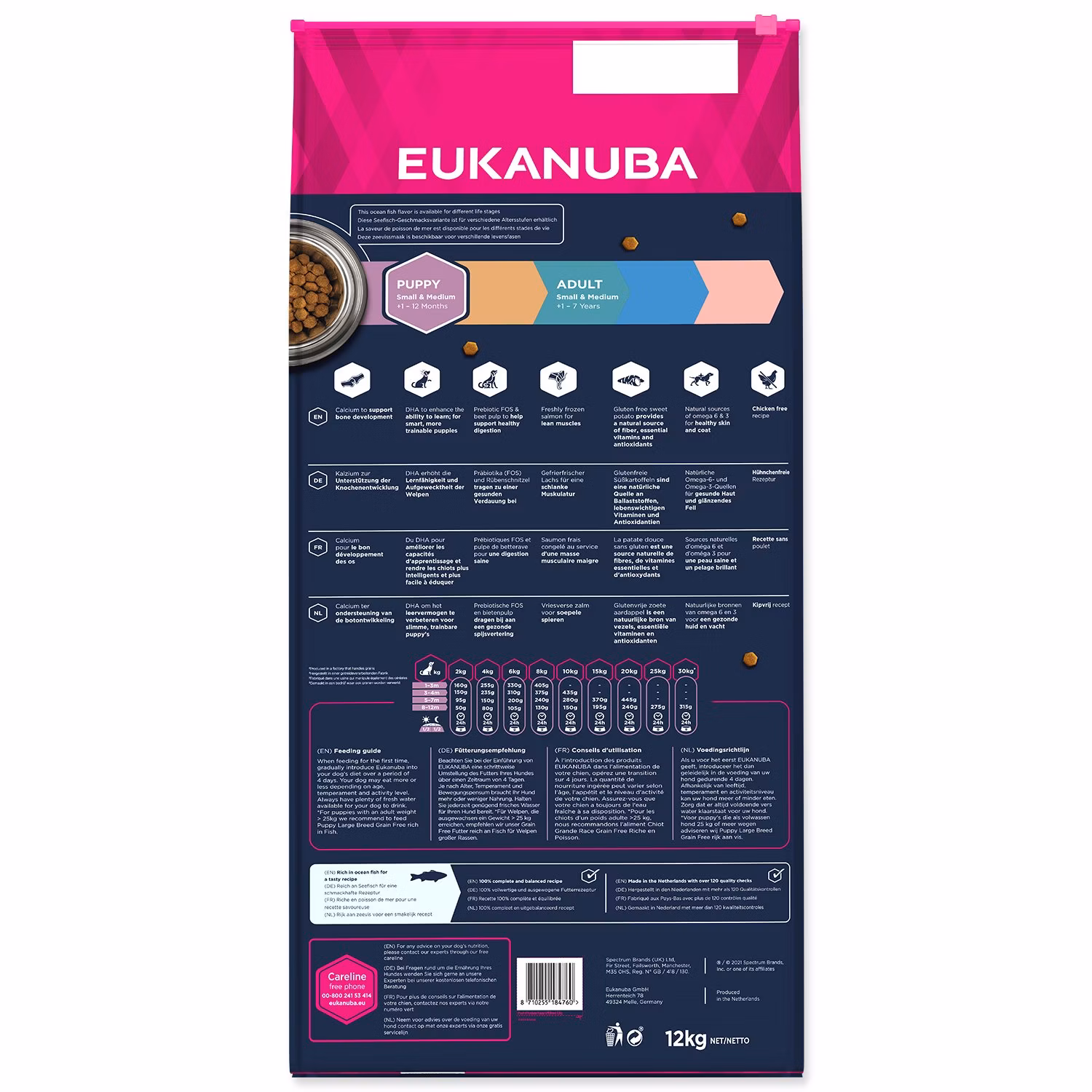 Krmivo EUKANUBA Puppy & Junior Small & Medium Grain Free Ocean Fish 12kg