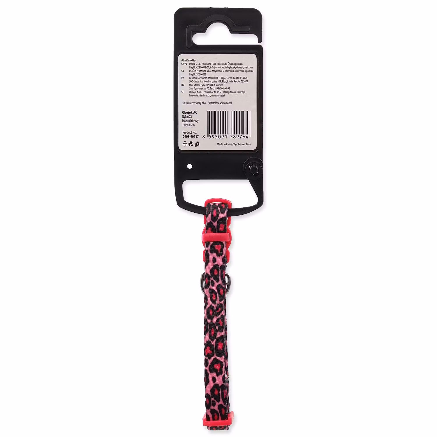 Obojok Active Cat nylon XS leopard ružový 1x19-31cm