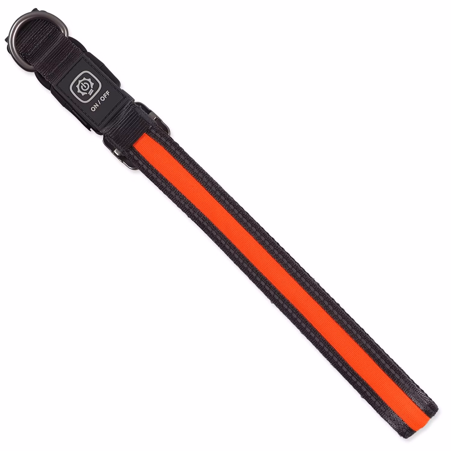 Obojok Dog Fantasy USB LED nylonový svietiaci M-L oranžový 2,5x45-65cm