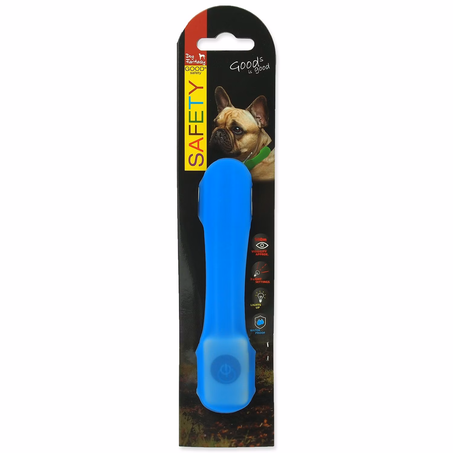 Návlek Dog Fantasy LED svietiaci modrý 15cm