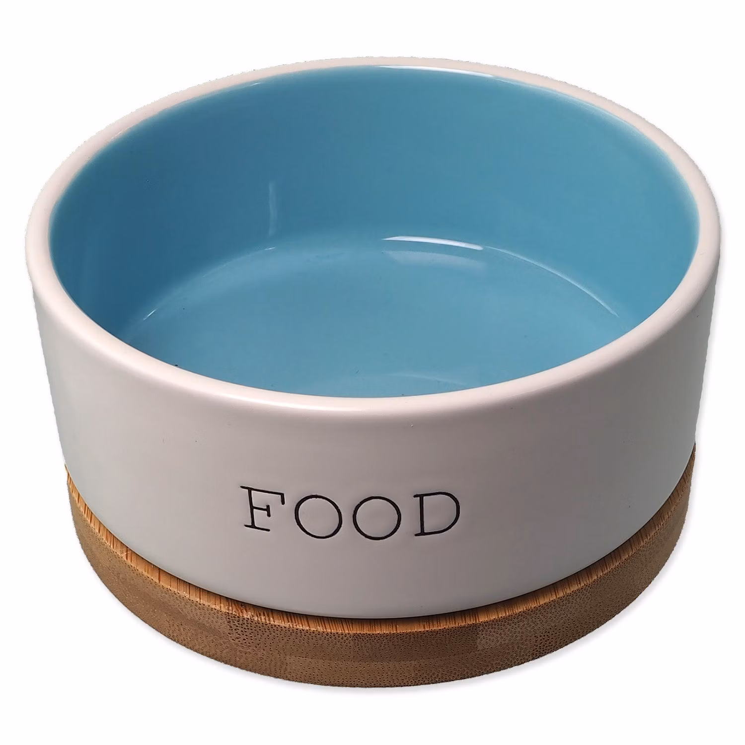 Miska Dog Fantasy keramická FOOD biela/modrá s podtáckou 13x5,5cm, 400ml