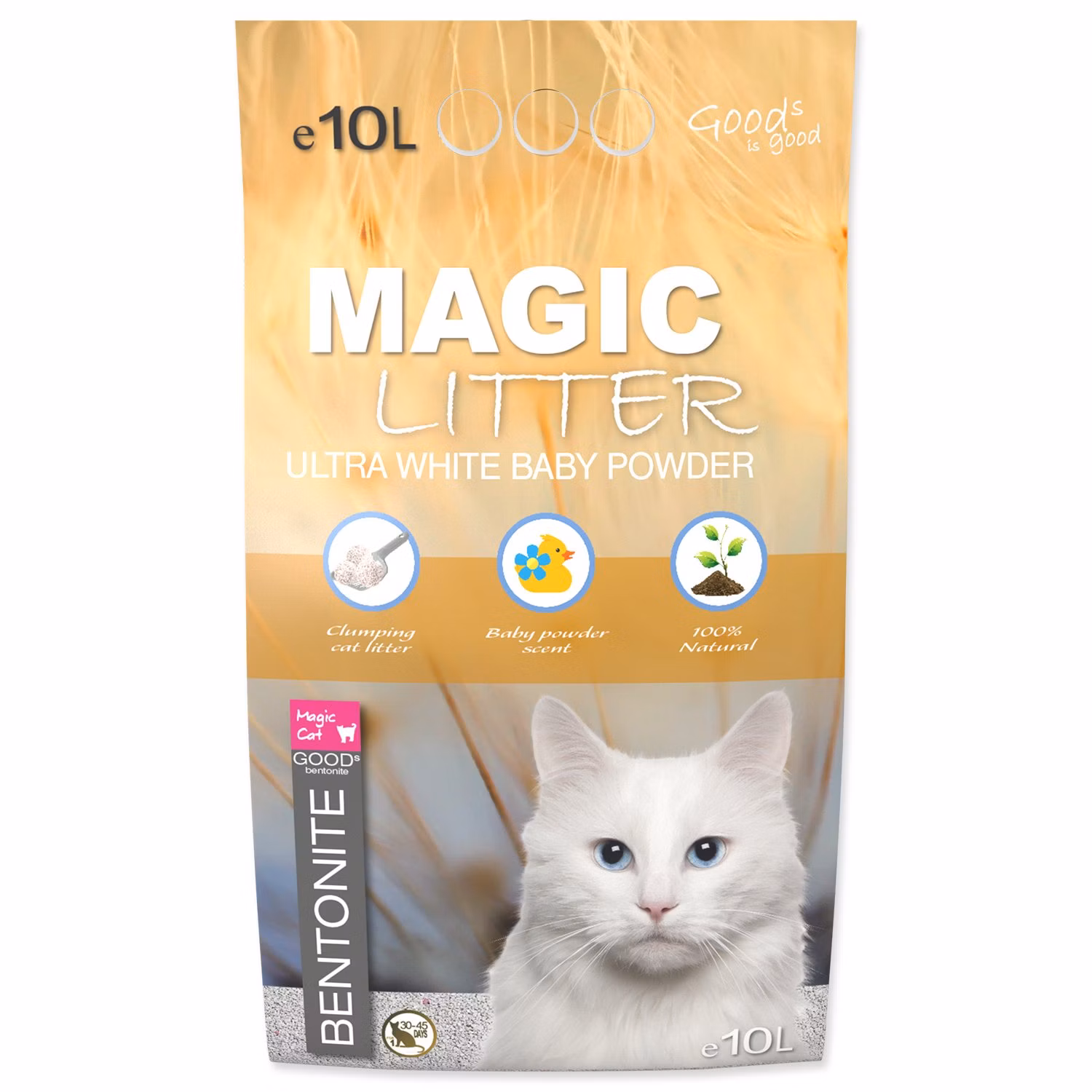Podstielka Magic Litter Bentonite Ultra White Baby Powder 10L/9kg