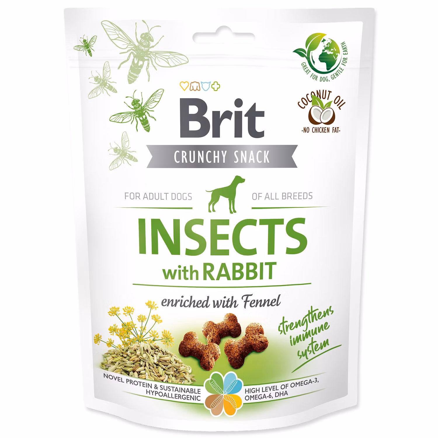Pochúťka Brit Care Dog Crunchy Cracker Insocts, králik s fenyklom 200g