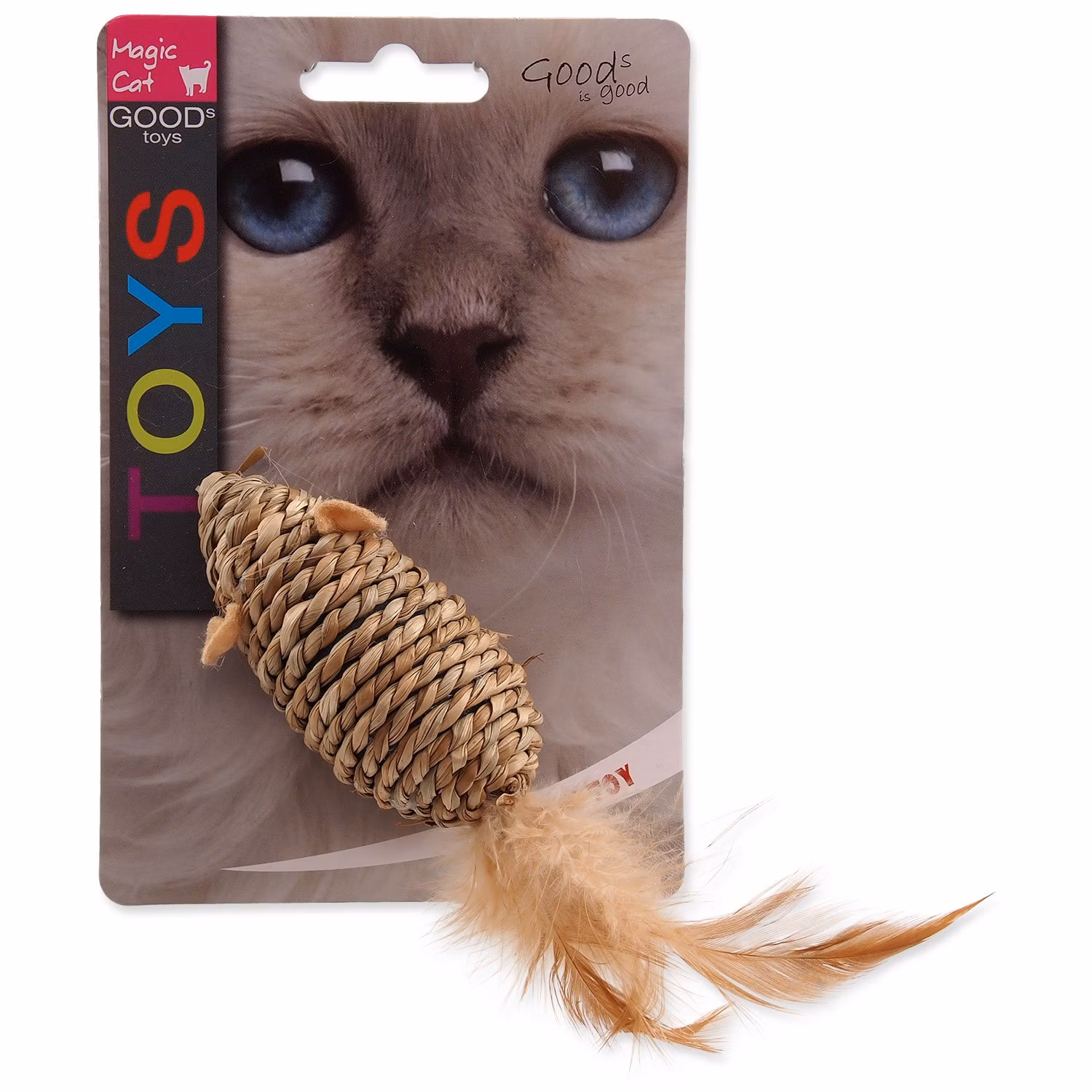 Hračka Magic Cat myška morská tráva s pierkami 18cm