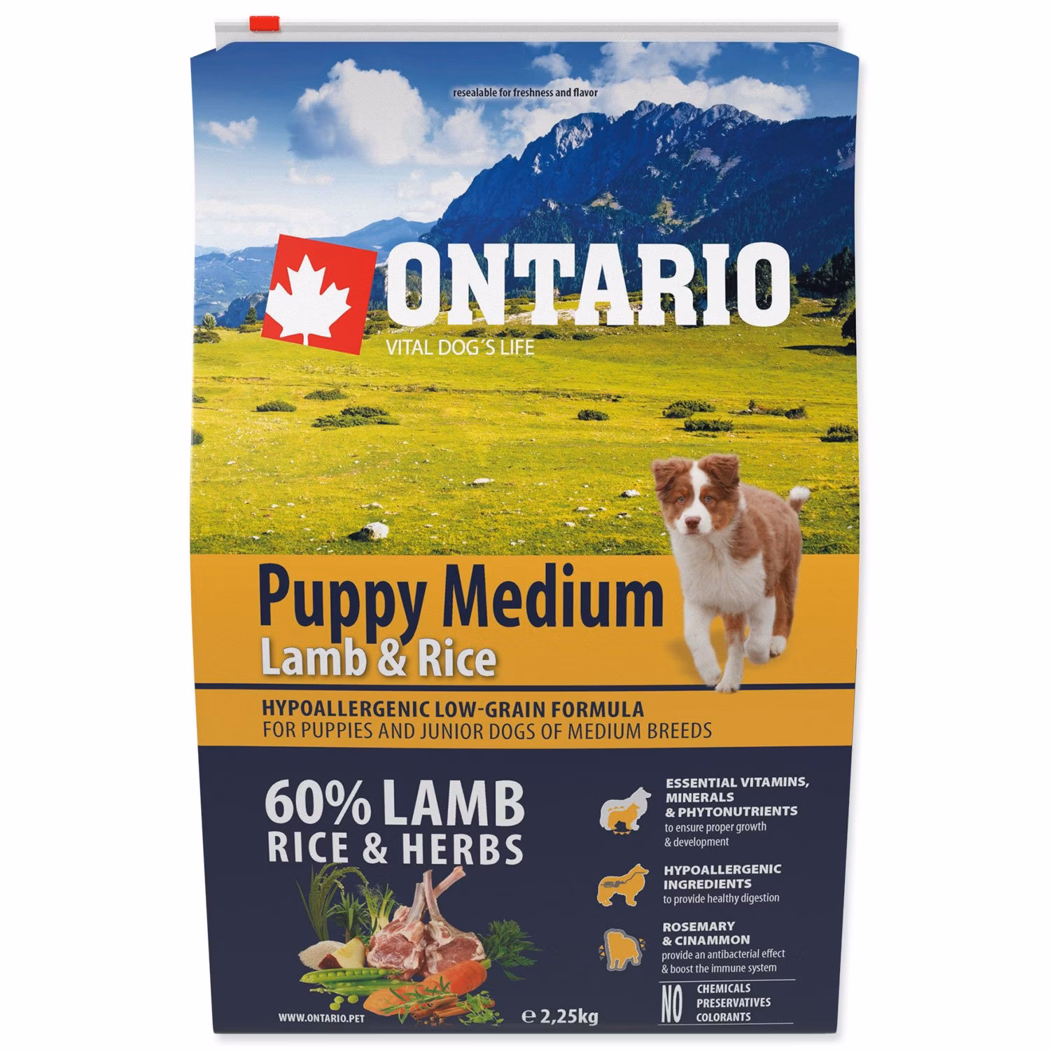 Krmivo Ontario Puppy Medium Lamb & Rice 2,25kg