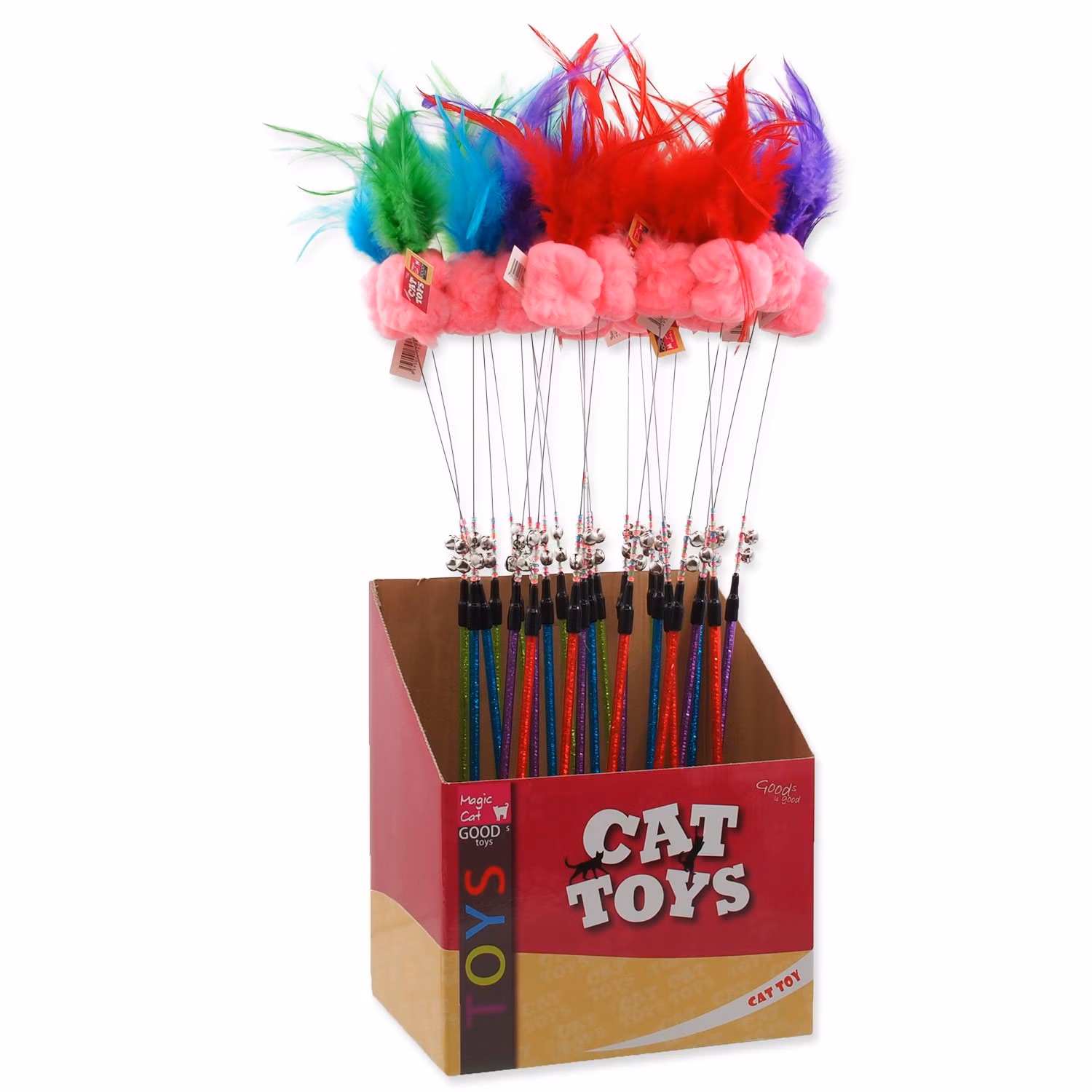 Hračka Magic Cat palička loptička plyš s pierkami 16cm+42cm 24ks