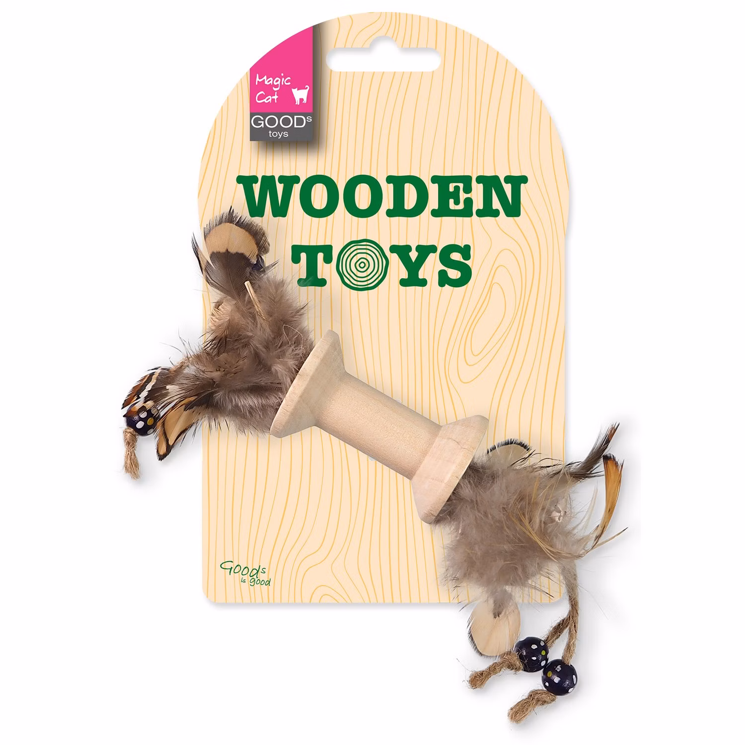 Hračka Magic Cat Wooden Toy valček s pierkami mix 16cm