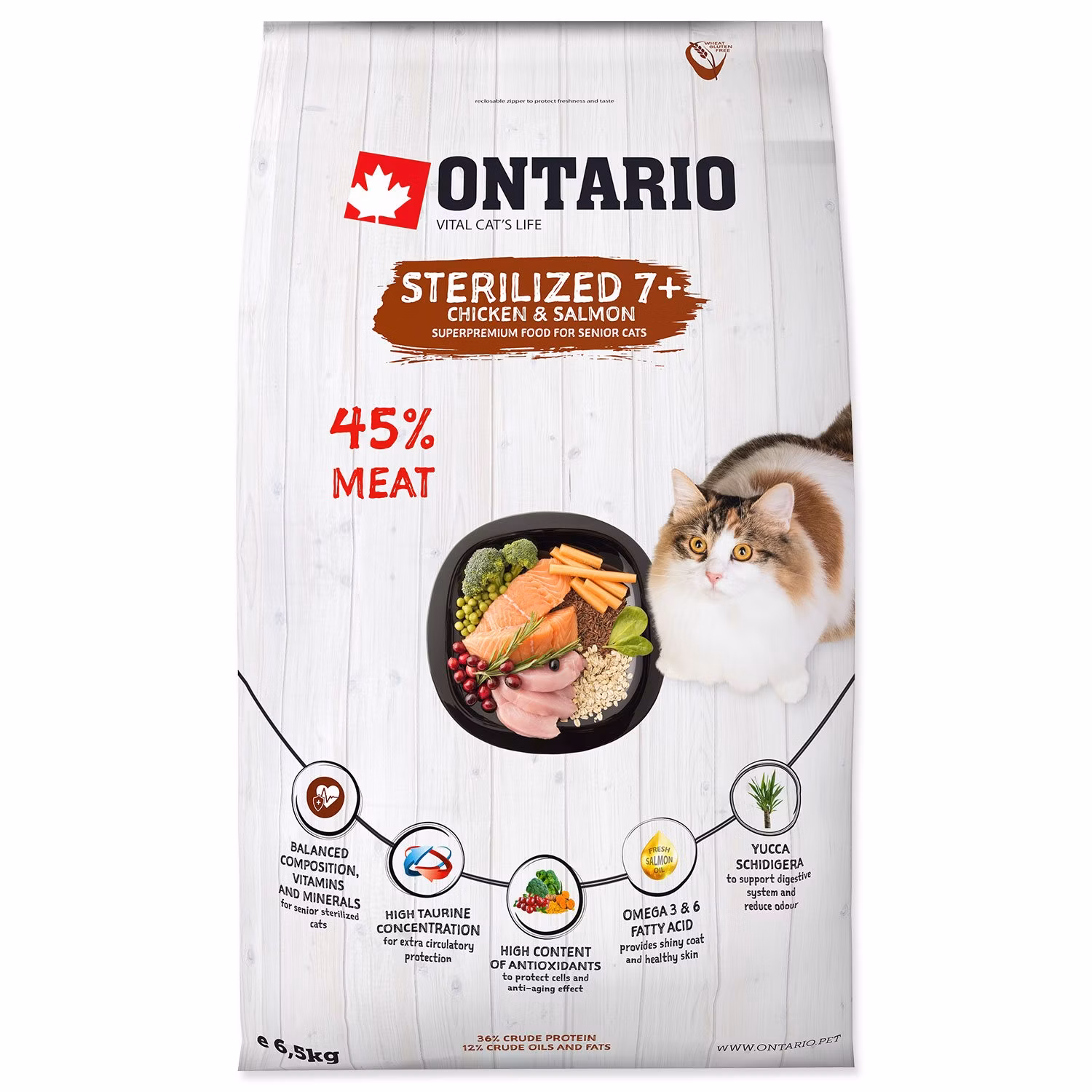 Krmivo Ontario Cat Sterilised 7+6,5kg