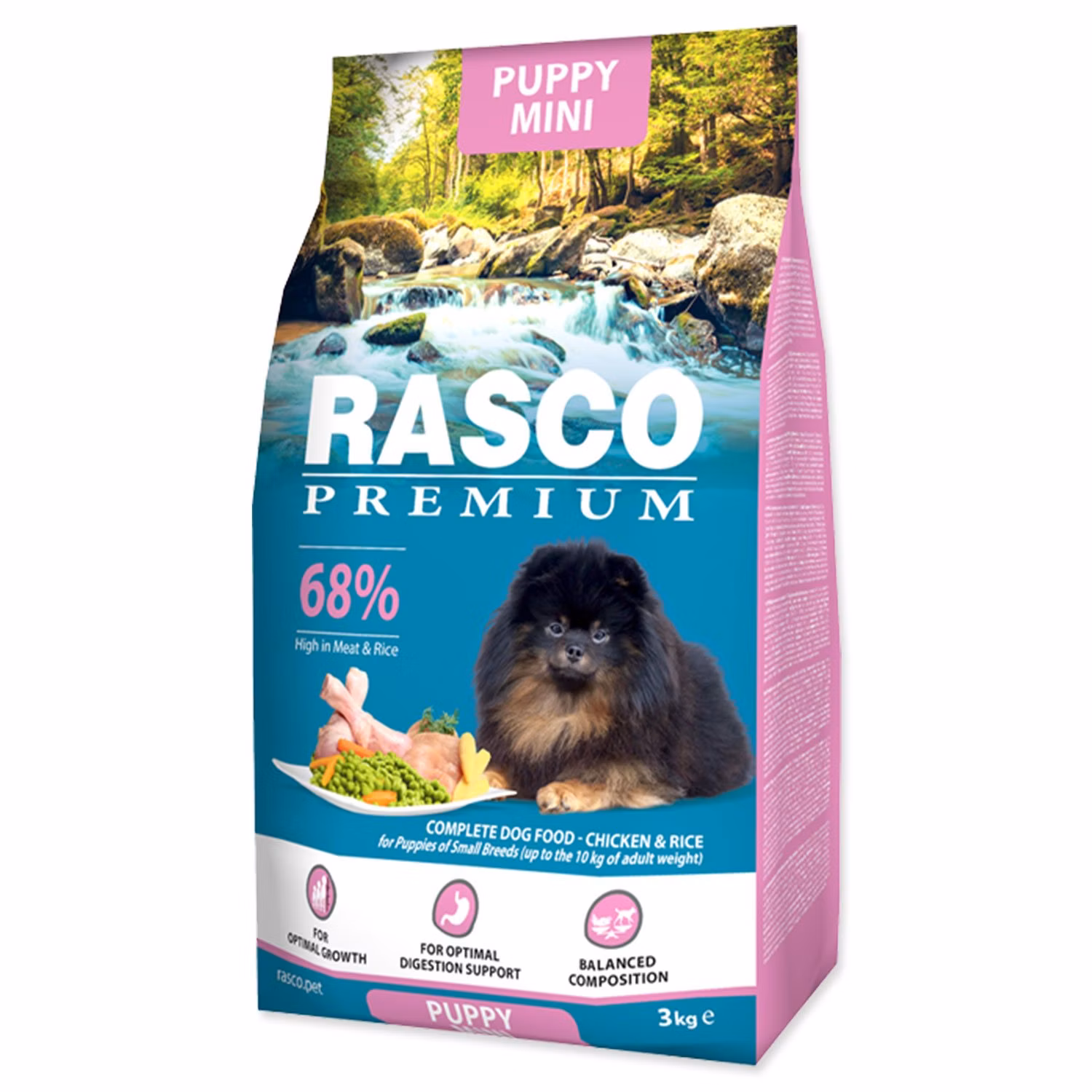 Krmivo Rasco Premium Puppy Mini kura s ryžou 3kg