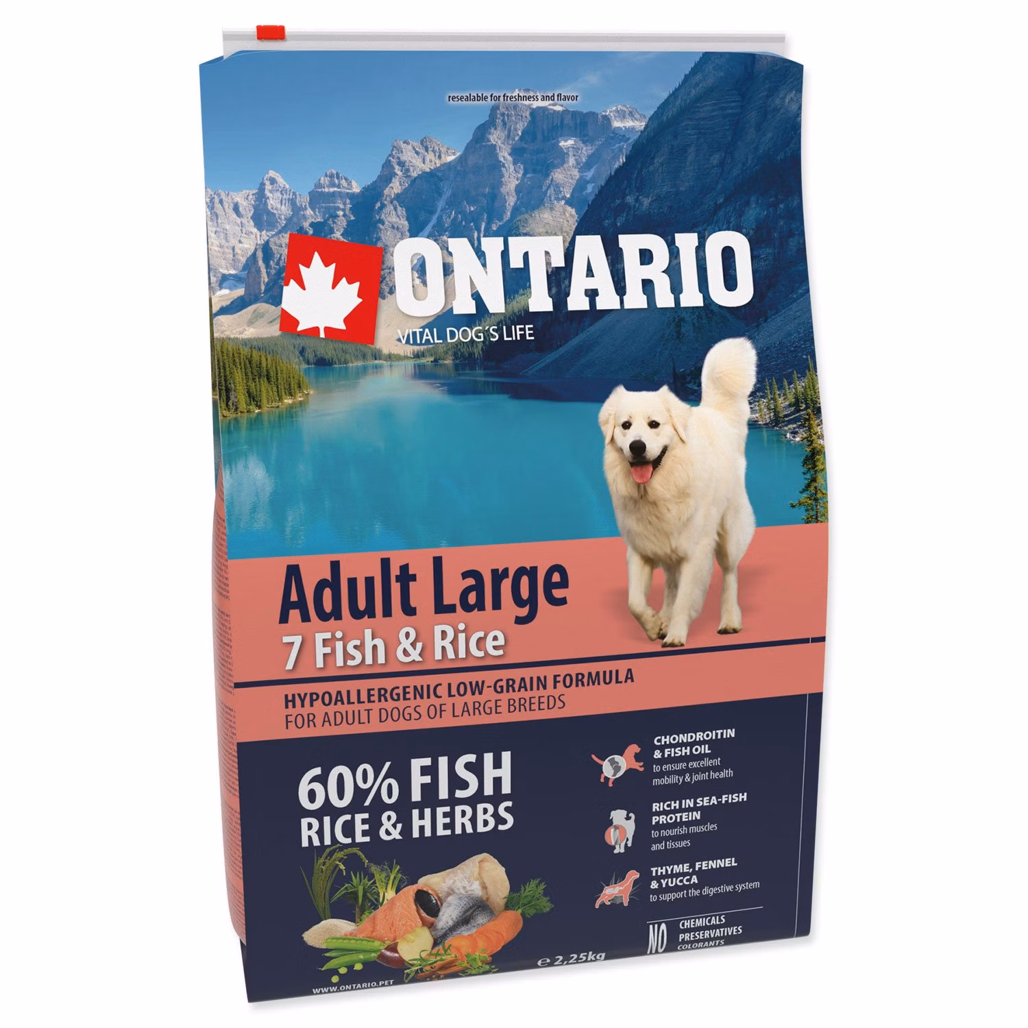 Krmivo Ontario Adult Large Fish & Rice 2,25kg