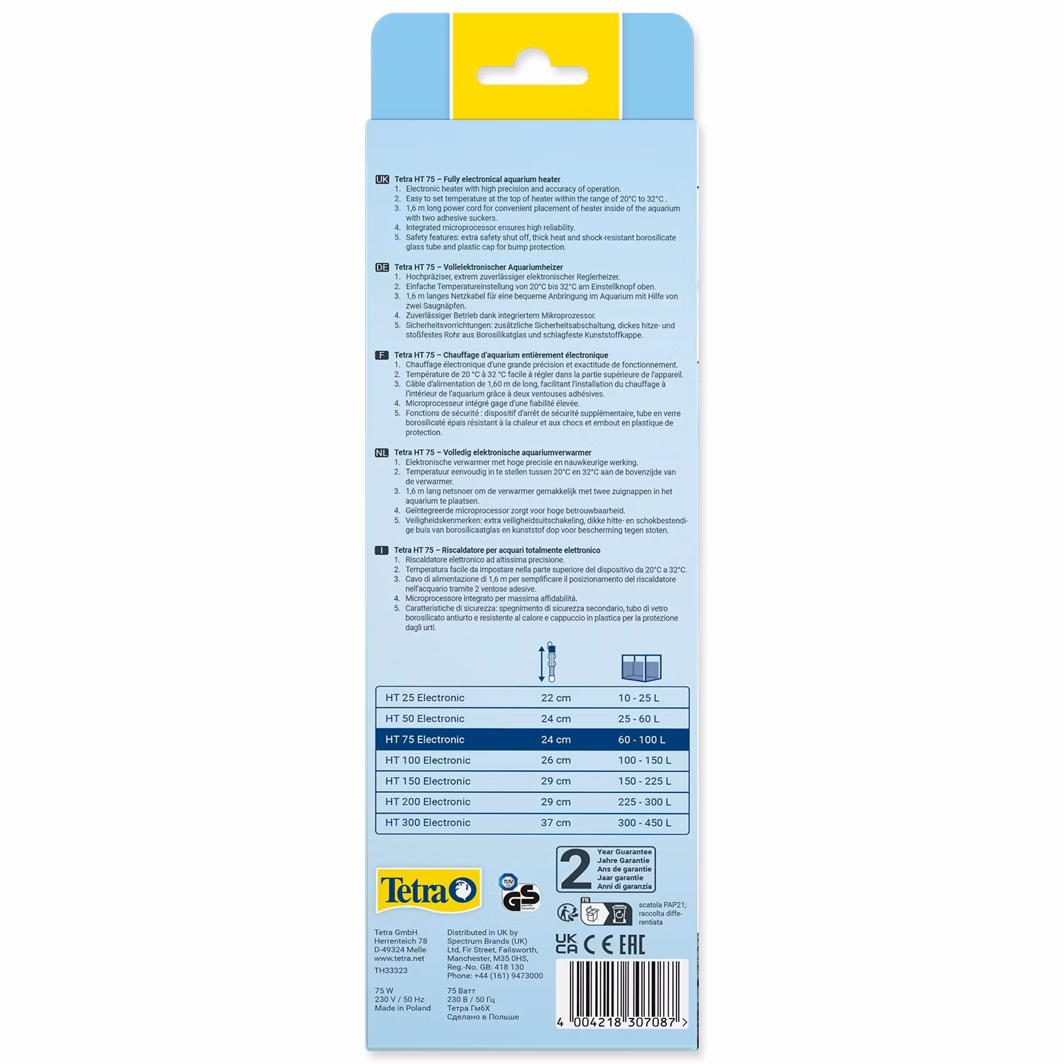 Ohrievač Tetra Electronic HT 75 75W, 60-100l