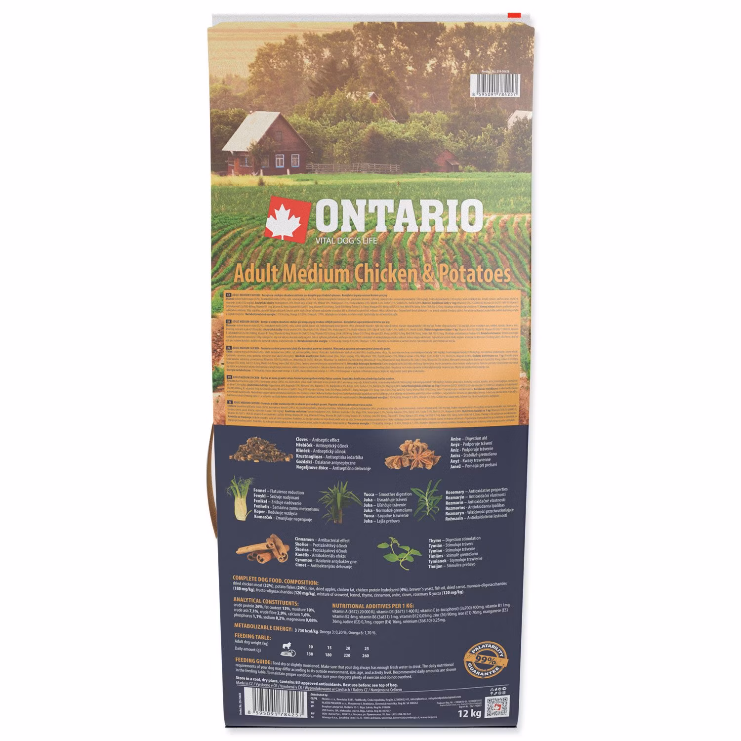Krmivo Ontario Adult Medium Chicken & Potatoes 12kg