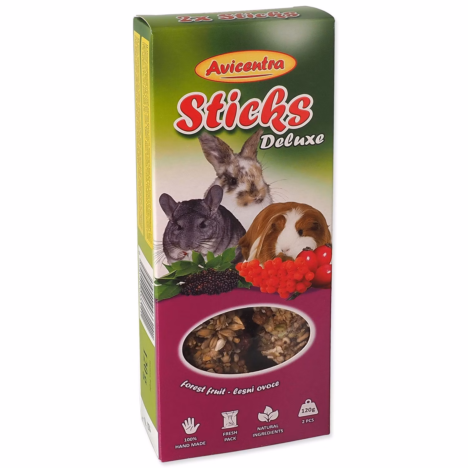 Tyčinka Avicentra Deluxe veľký hlodavec, s lesným ovocím 2ks