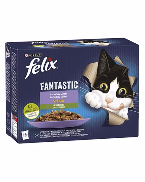 Nestlé FELIX Fantastic cat Multipack výber so zeleninou želé kapsička 12x85 g