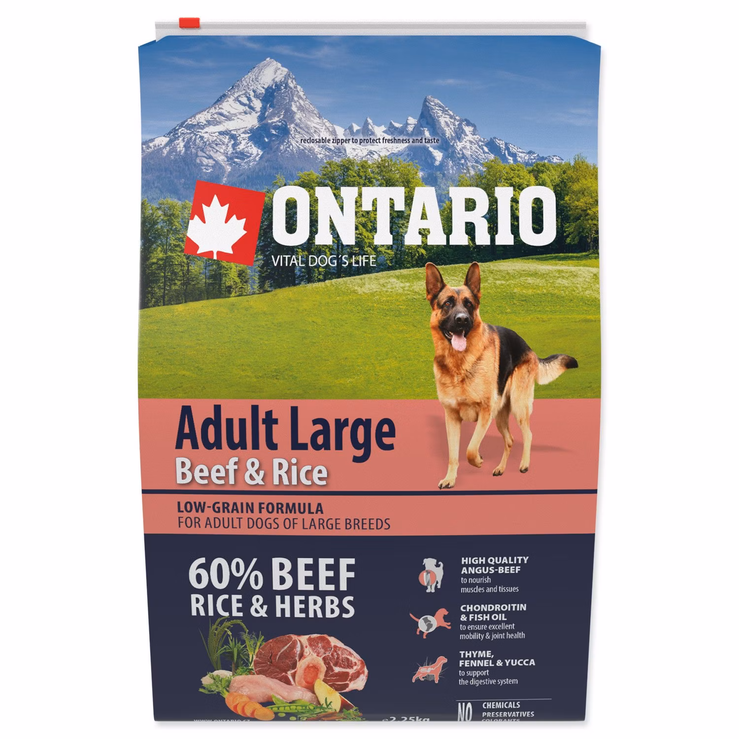Krmivo Ontario Adult Large Beef & Rice 2,25kg