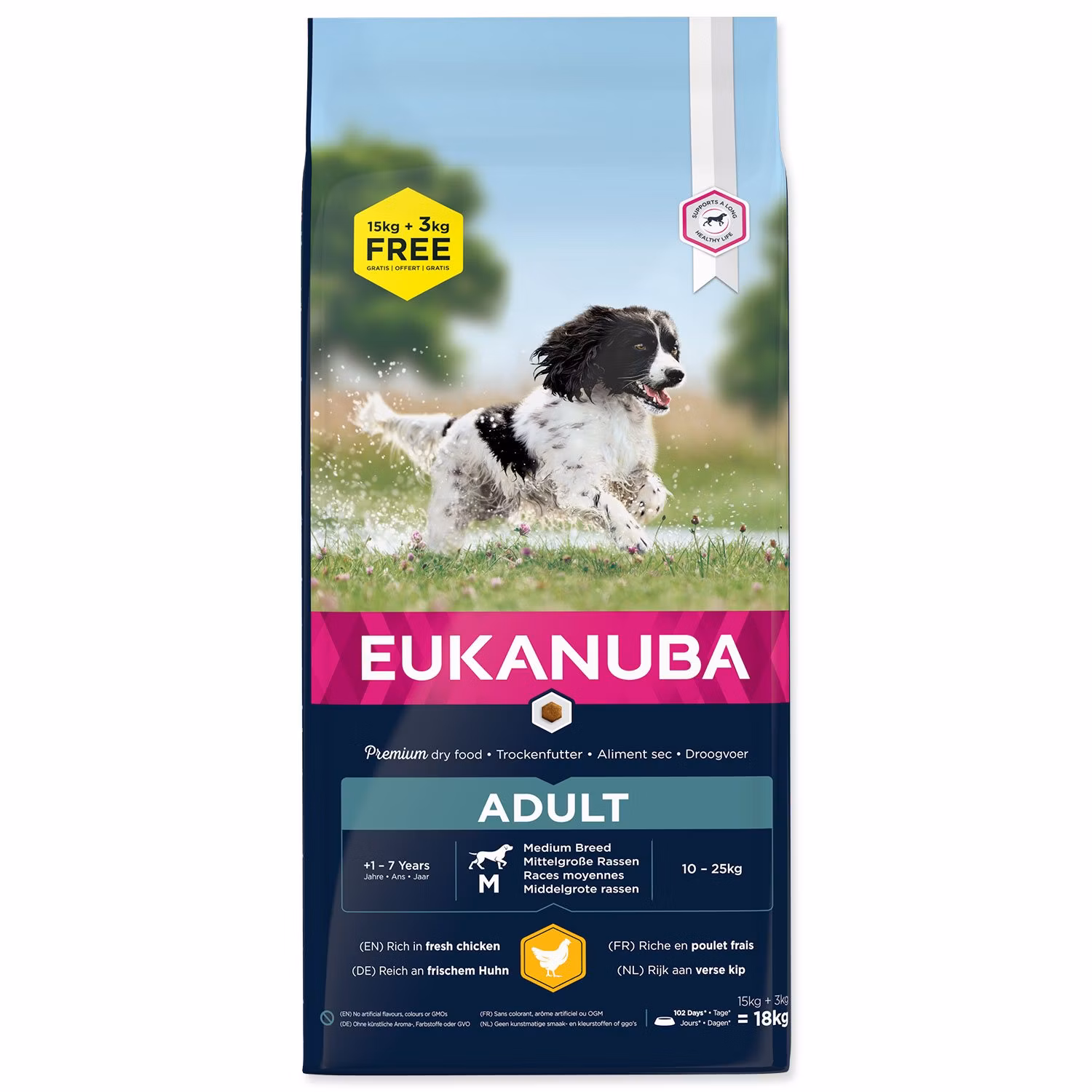 Krmivo EUKANUBA Adult Medium 15+3kg ZDARMA